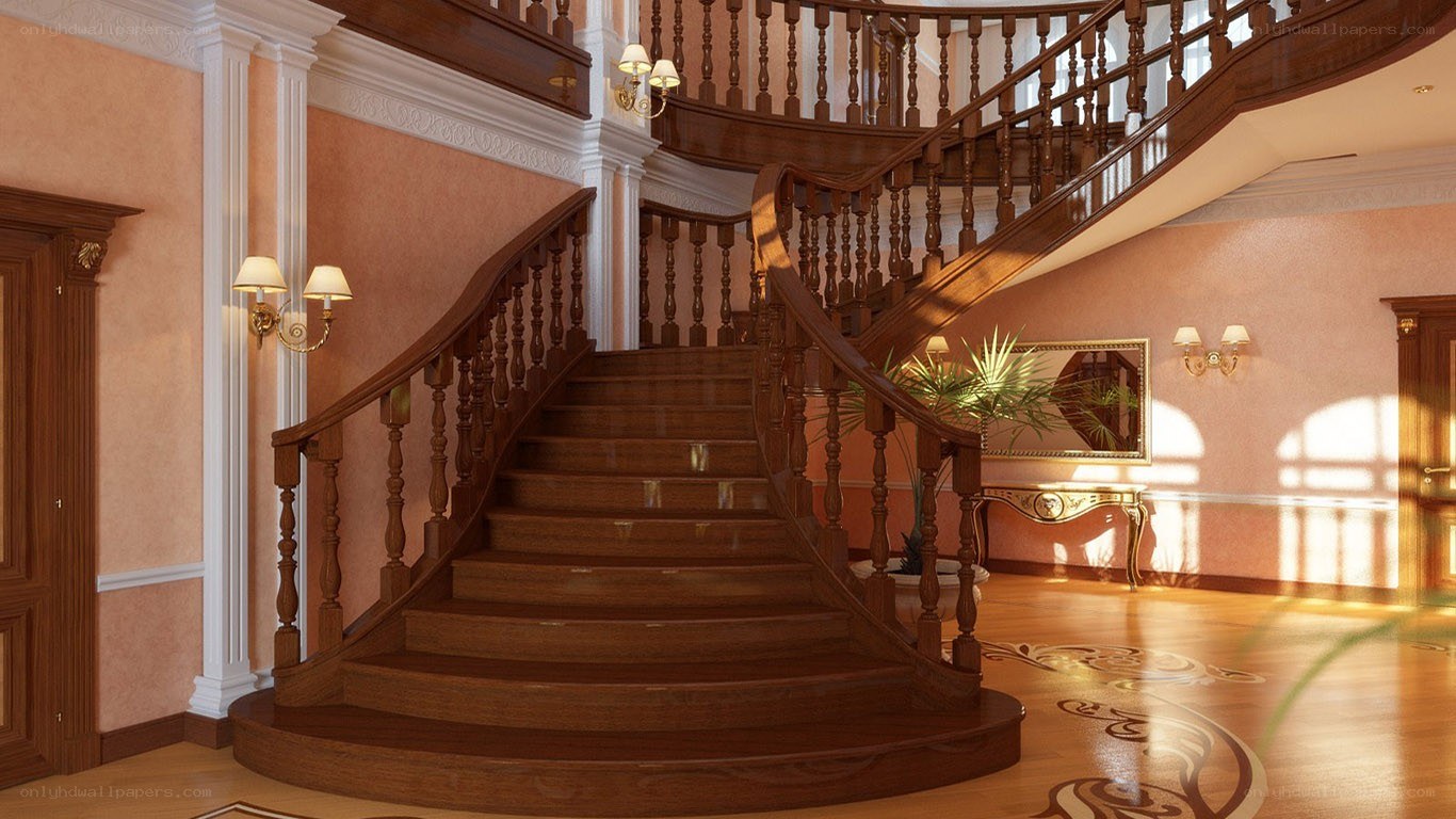 grand wooden staircase interior