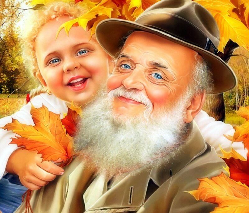 Grandfather and Granddaughter — Orange