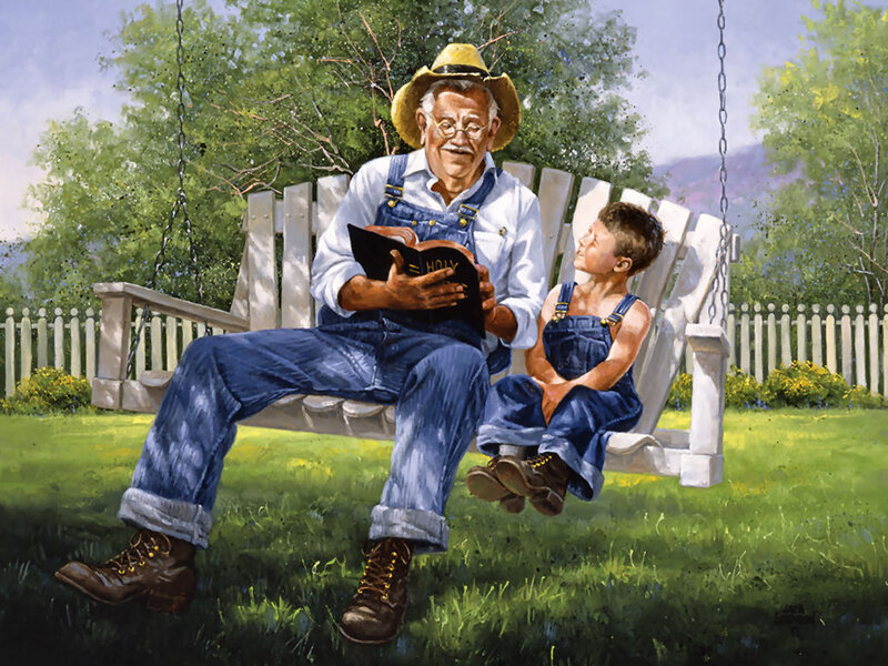 Grandfather and Grandson — Green