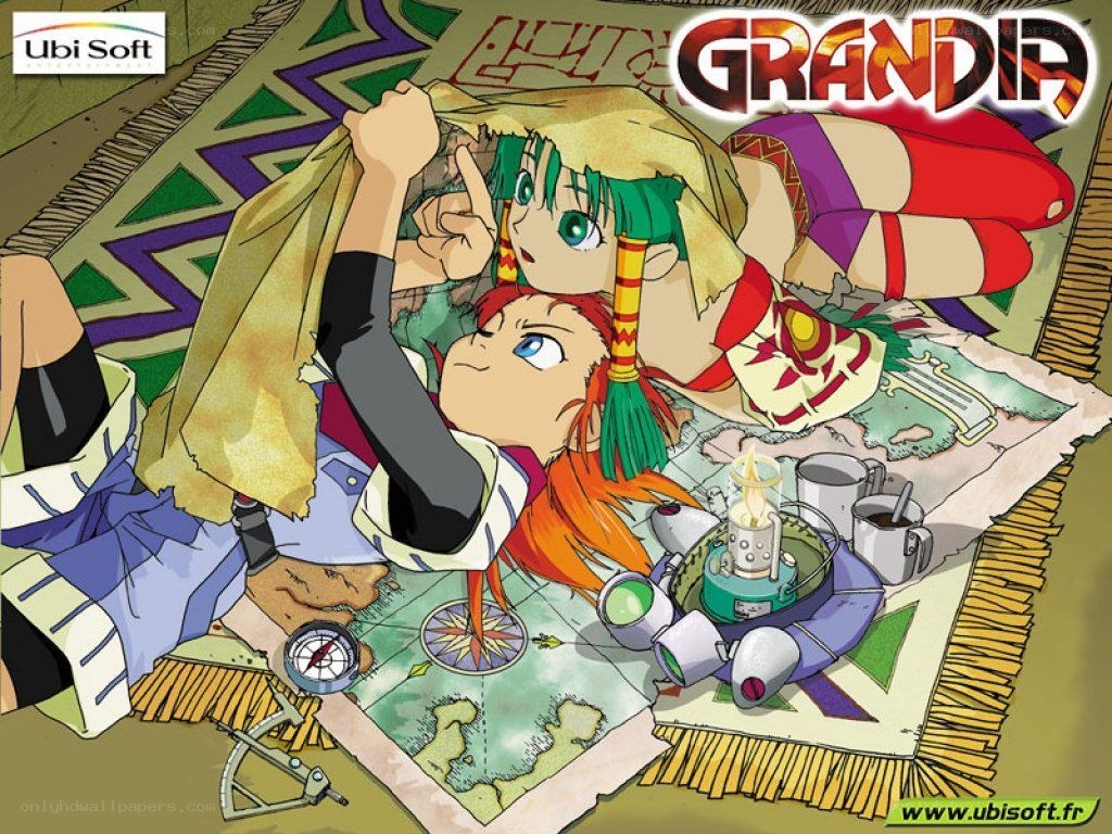 Grandia game art featuring two characters