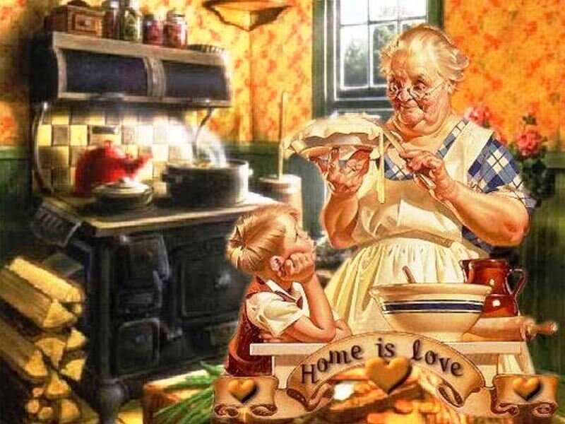 Grandmother and Child Cooking