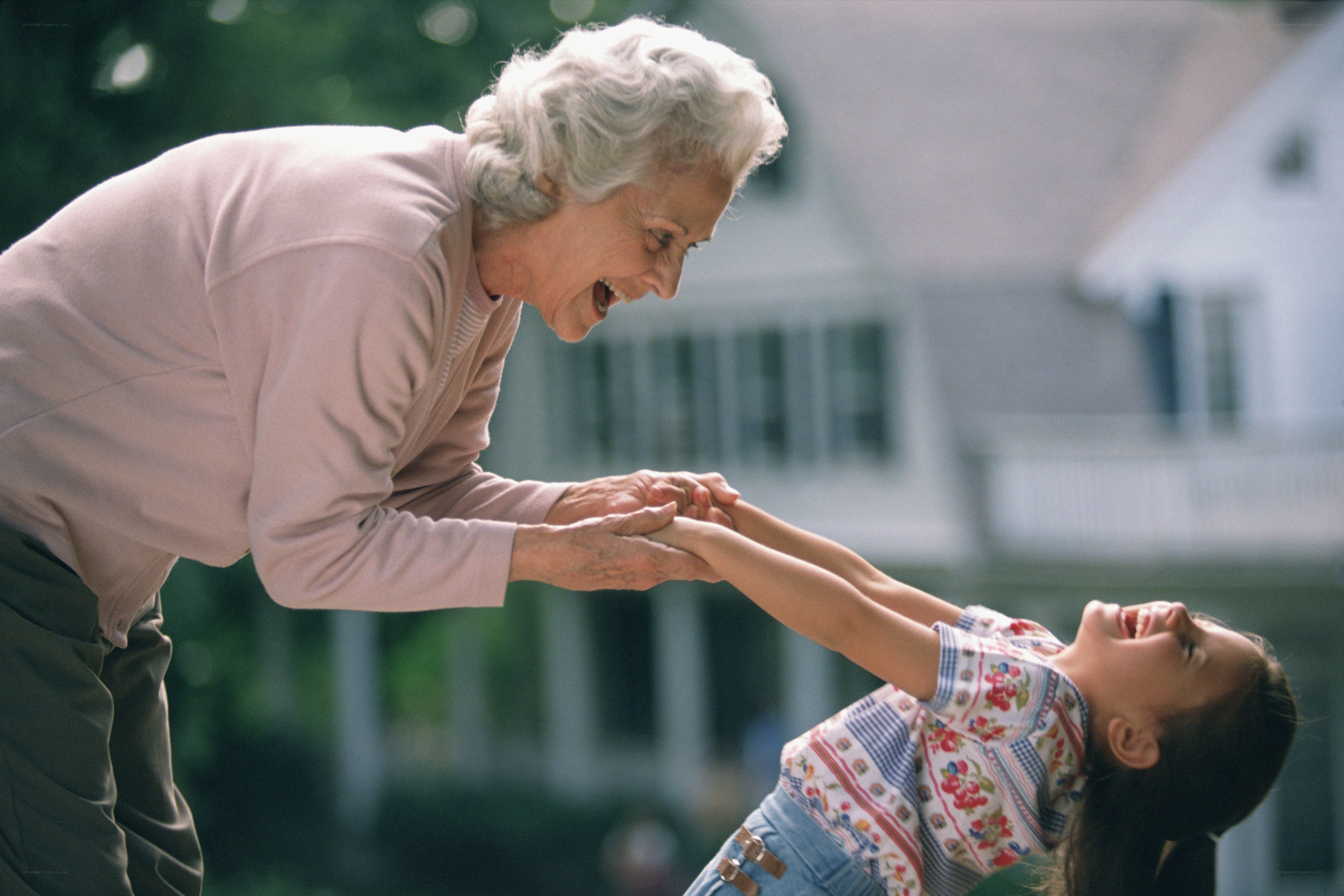 Grandmother playing with granddaughter