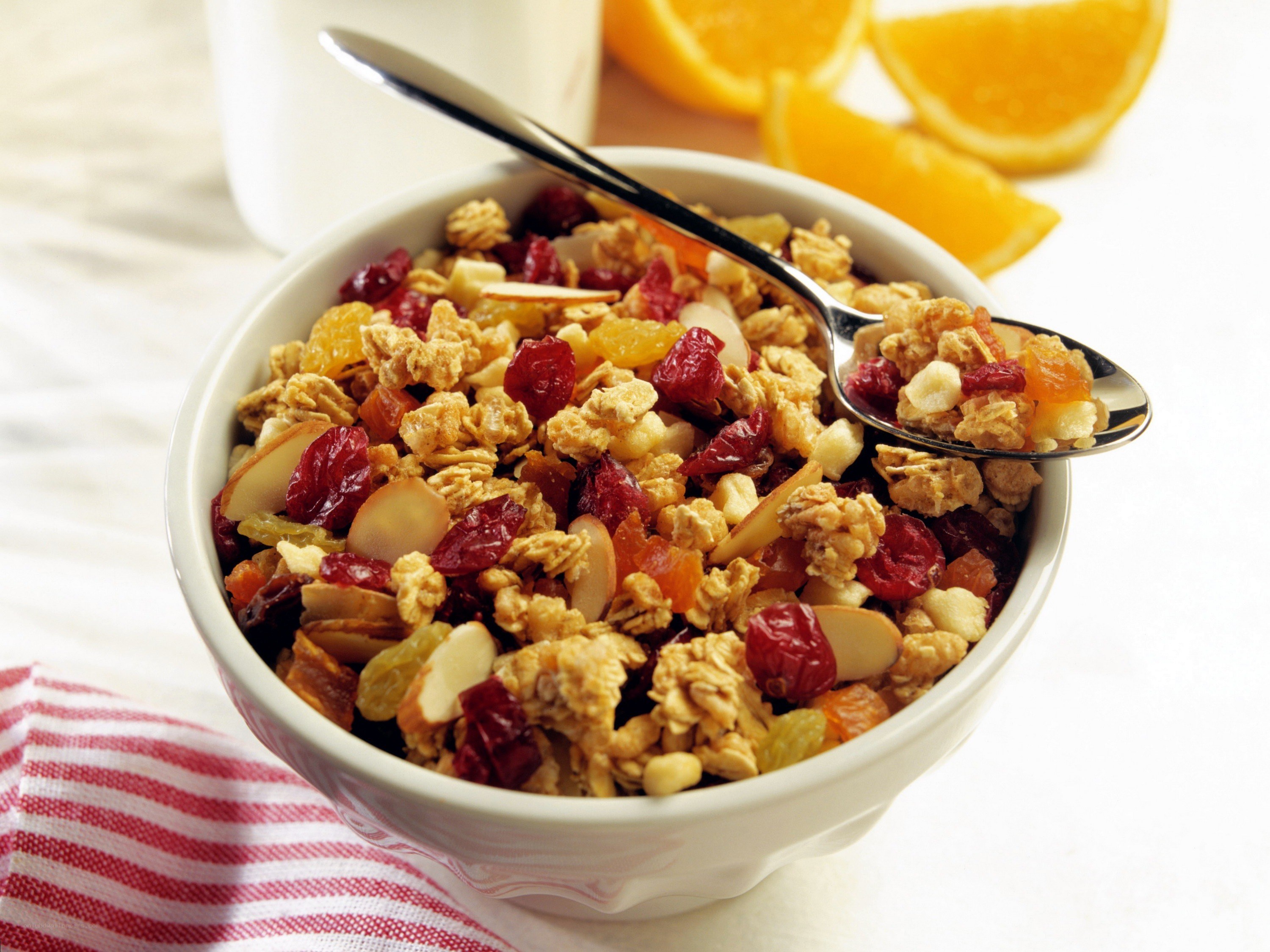 Granola with dried fruit and orange