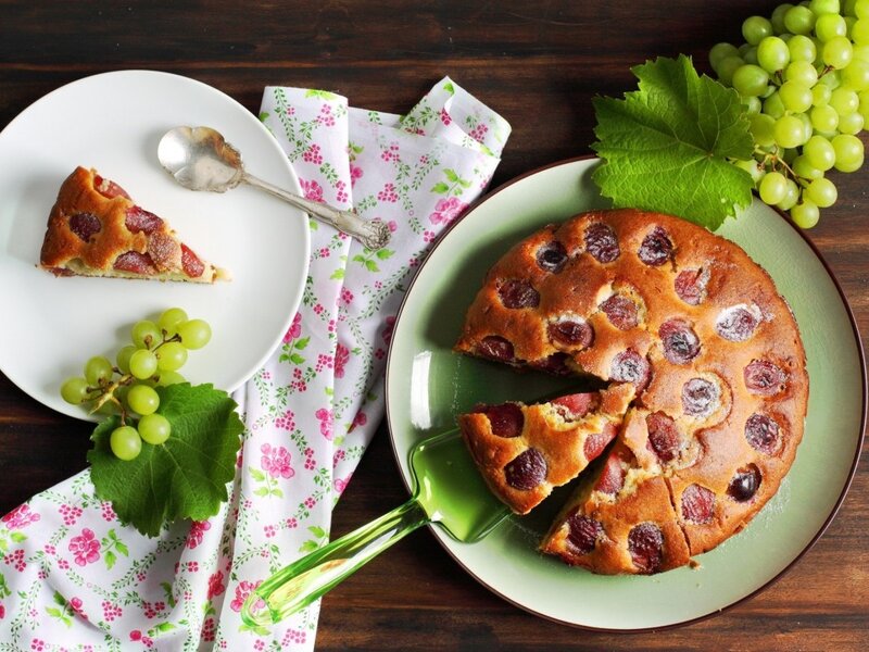 Grape Cake on Table — Brown