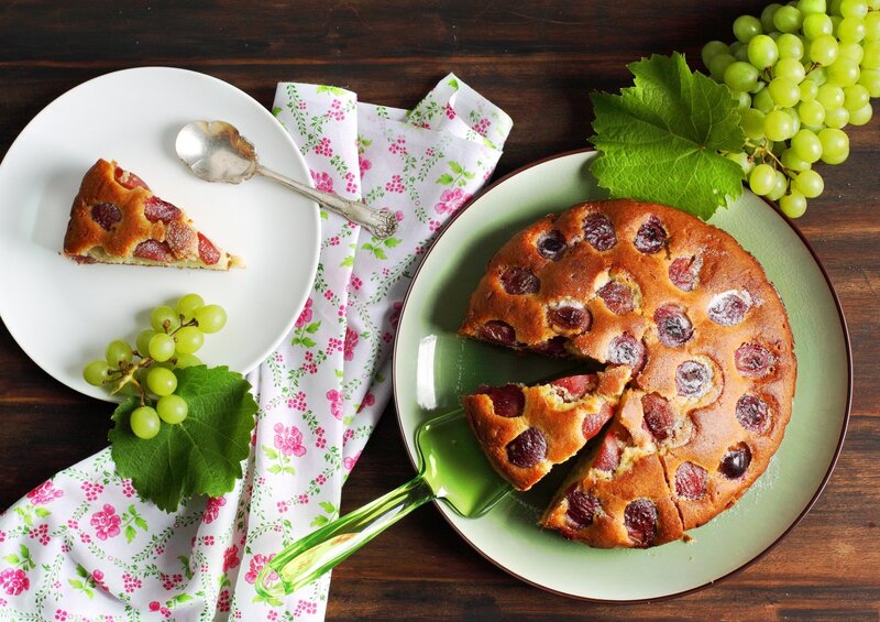 Grape Cake on Table