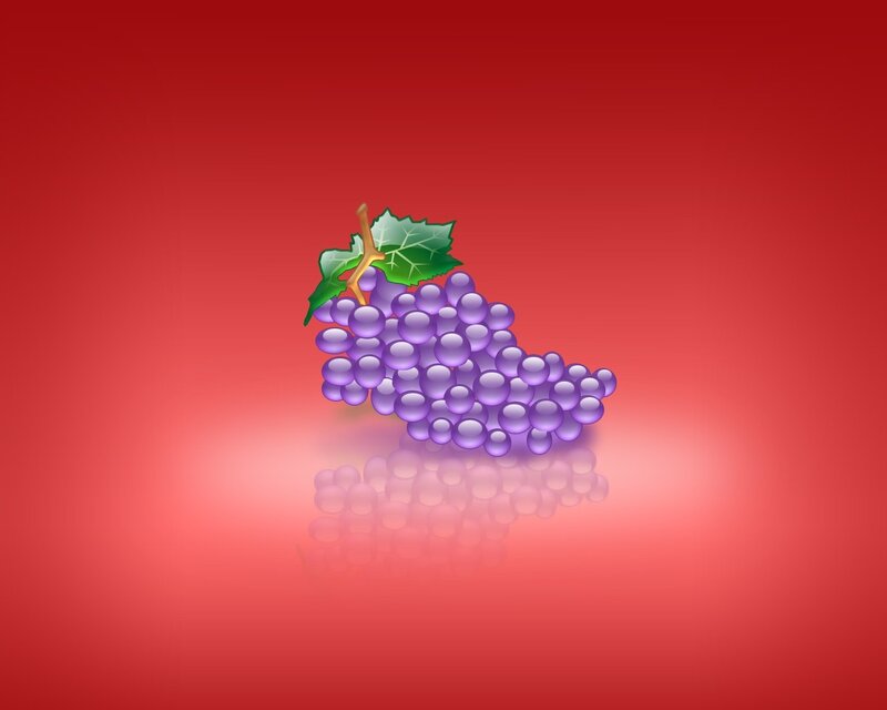 grape cluster on red background