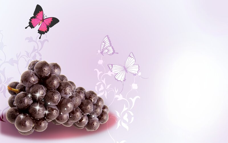 Grape Cluster with Butterflies
