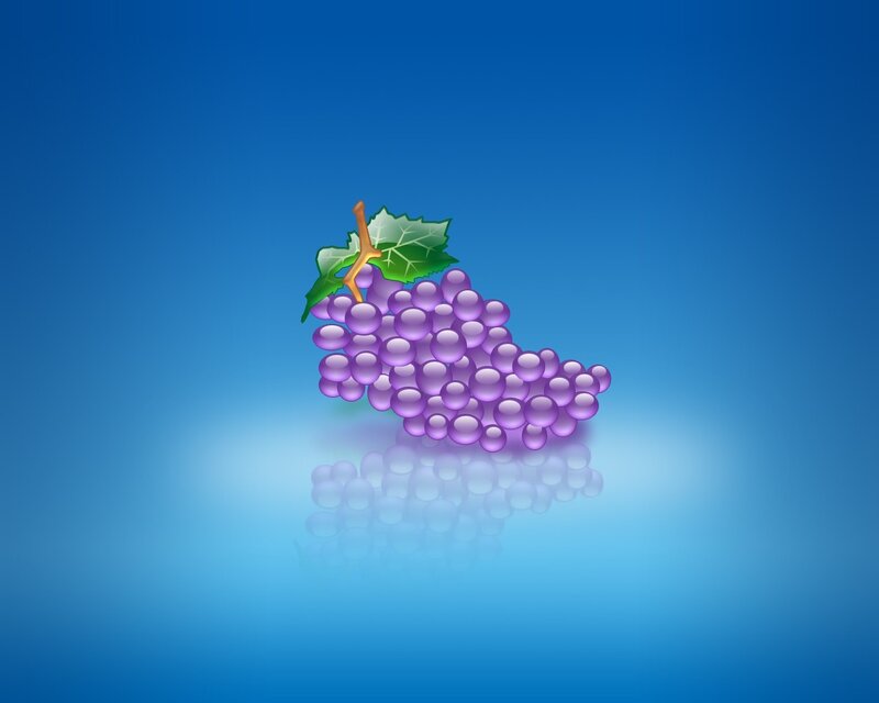 Grape Cluster with Leaf — Blue