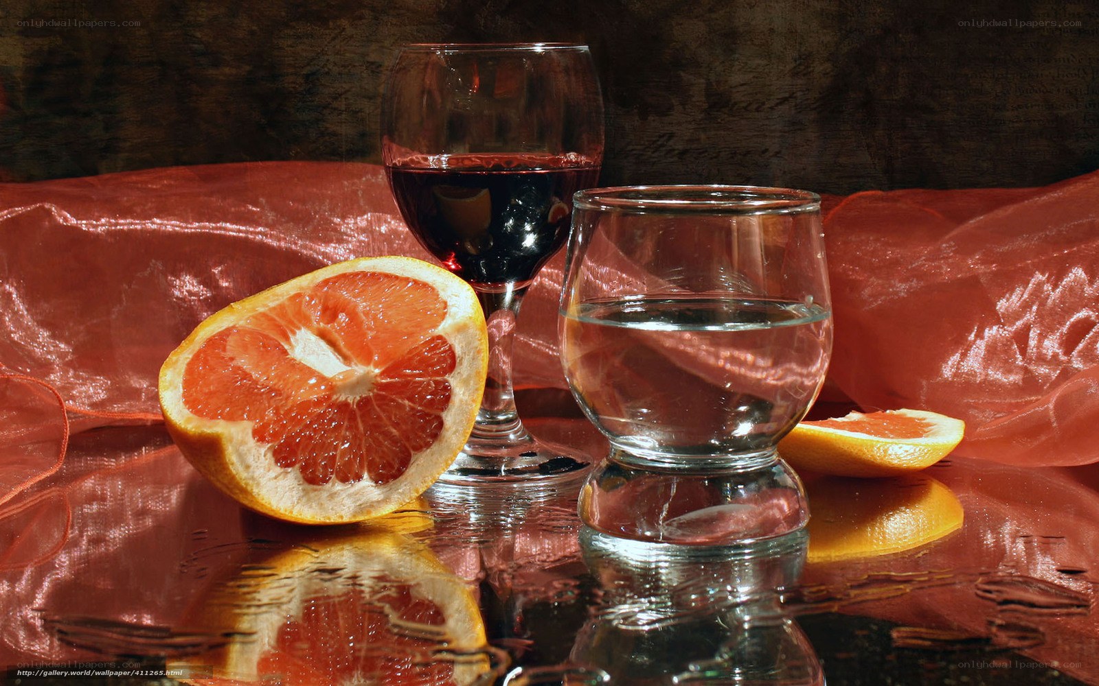 grapefruit and wine still life
