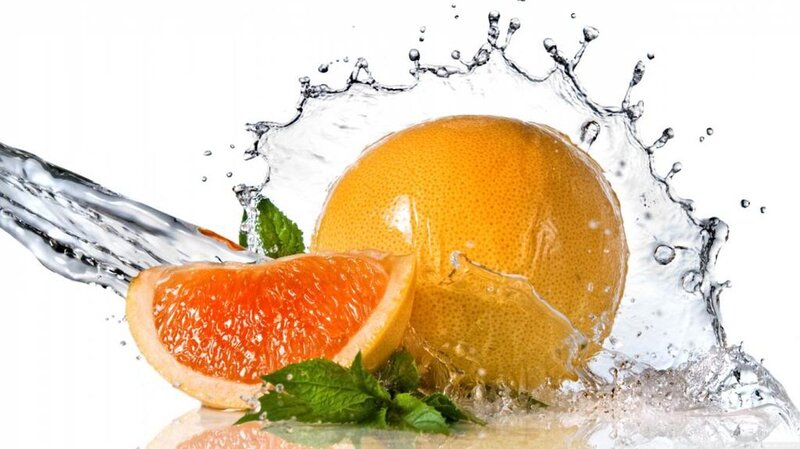 Grapefruit with Water Splash — Orange, Refreshing