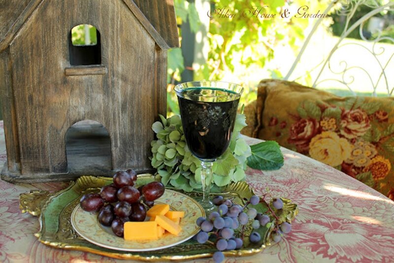 Grapes and Cheese on Tray