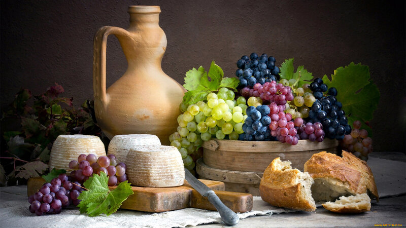 Grapes and Cheese Still Life