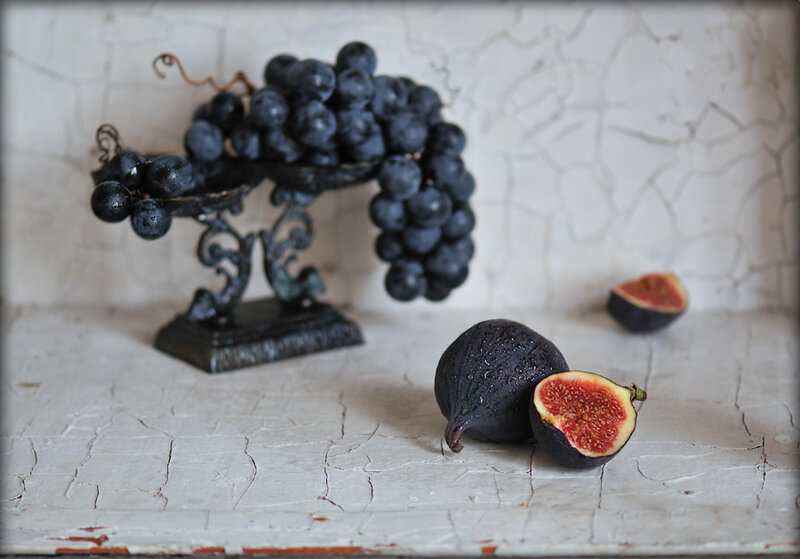Grapes and Figs on Table