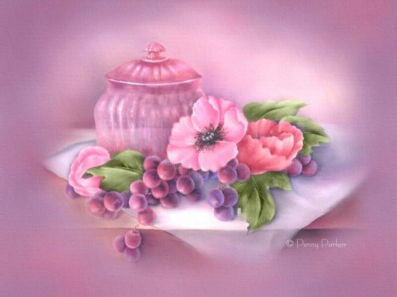 Grapes and Flowers on Tray