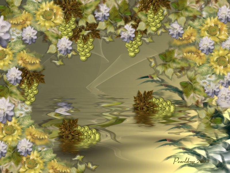 Grapes and Flowers over Water