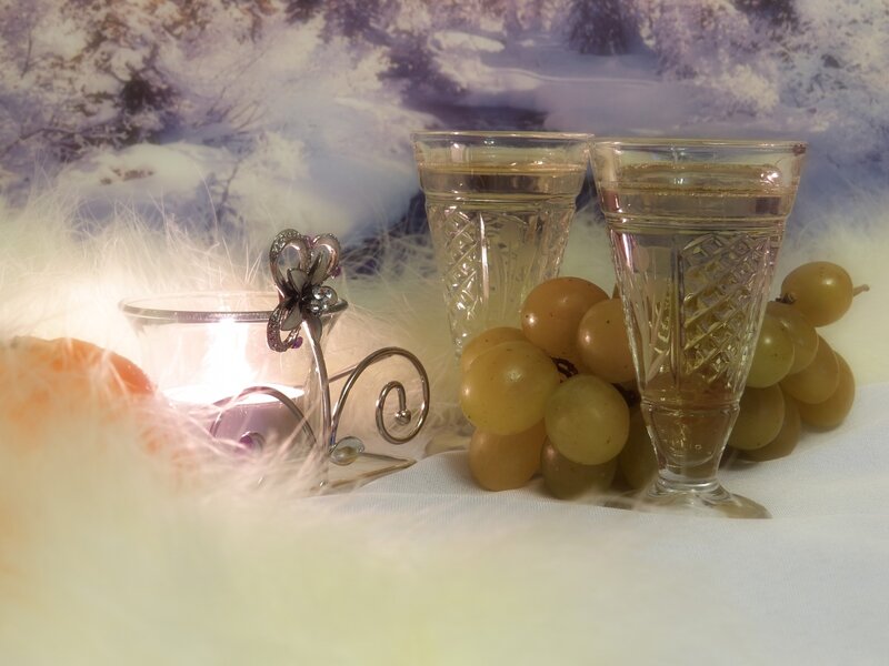 Grapes and Glasses of Wine