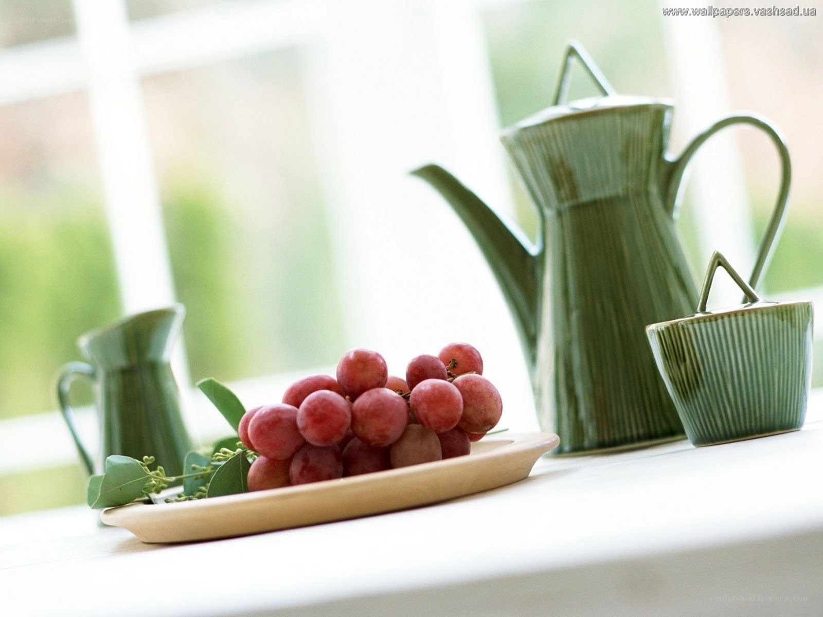 grapes and green ceramics