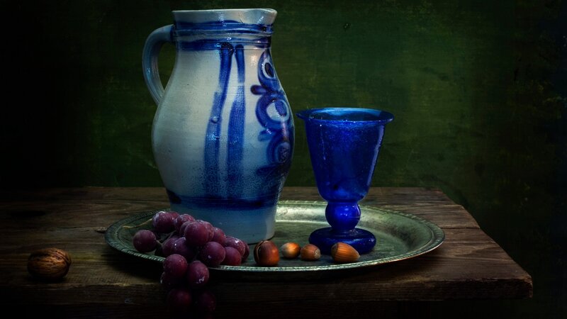 Grapes and Jug on Tray
