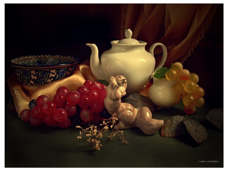 Grapes and Teapot Still Life