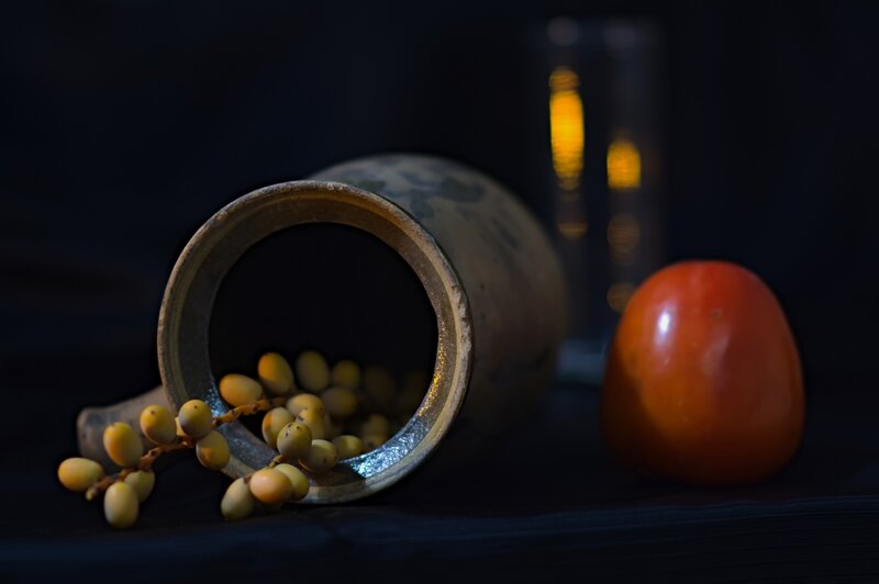 Grapes and Tomato in Jar