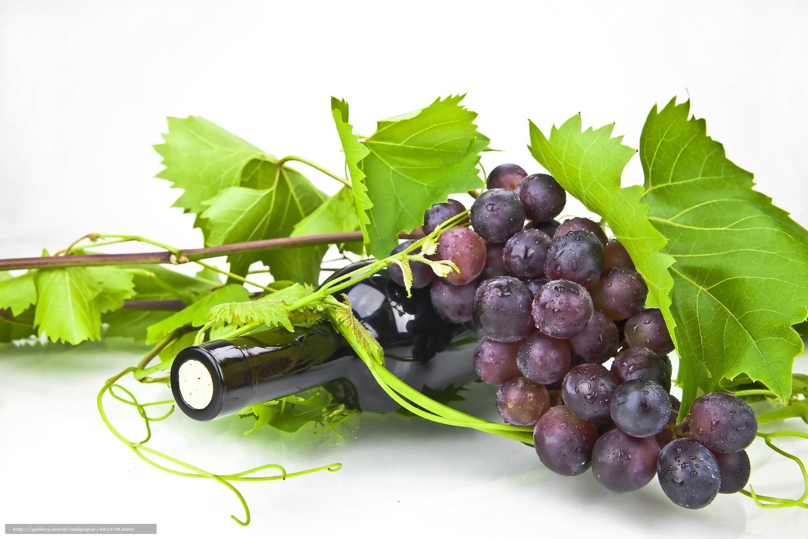 grapes and wine bottle