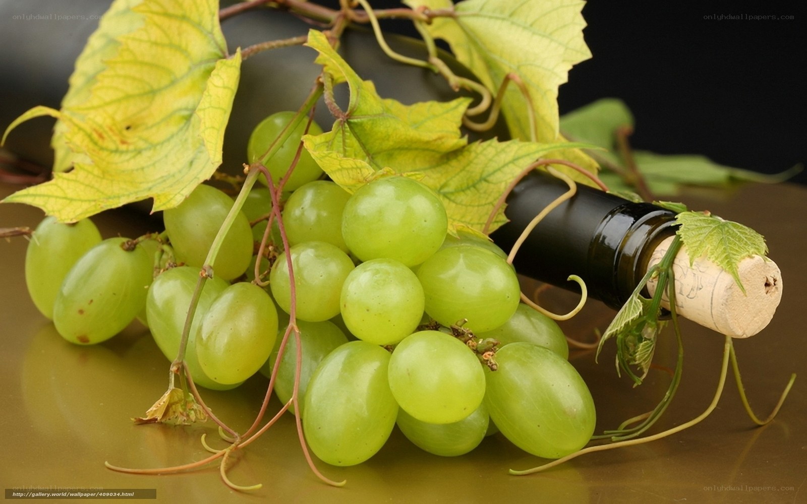 grapes and wine bottle