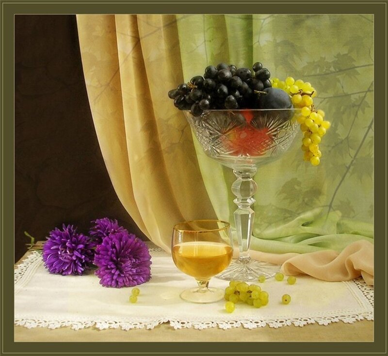 Grapes and Wine Glass — Purple, Serene