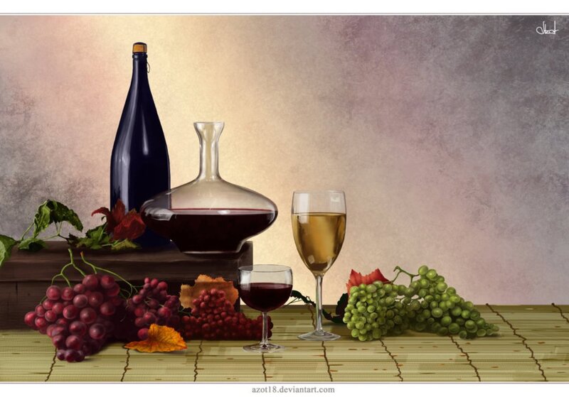 Grapes and Wine Setup — Brown