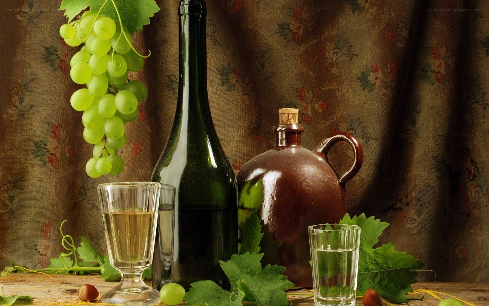 grapes and wine still life