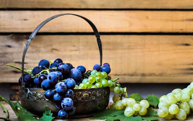 Grapes in a Basket — Brown, Calm