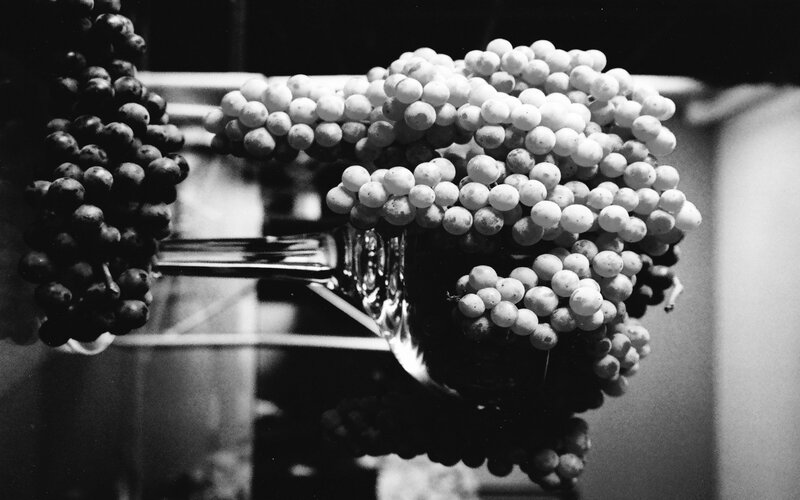 grapes in a glass bowl