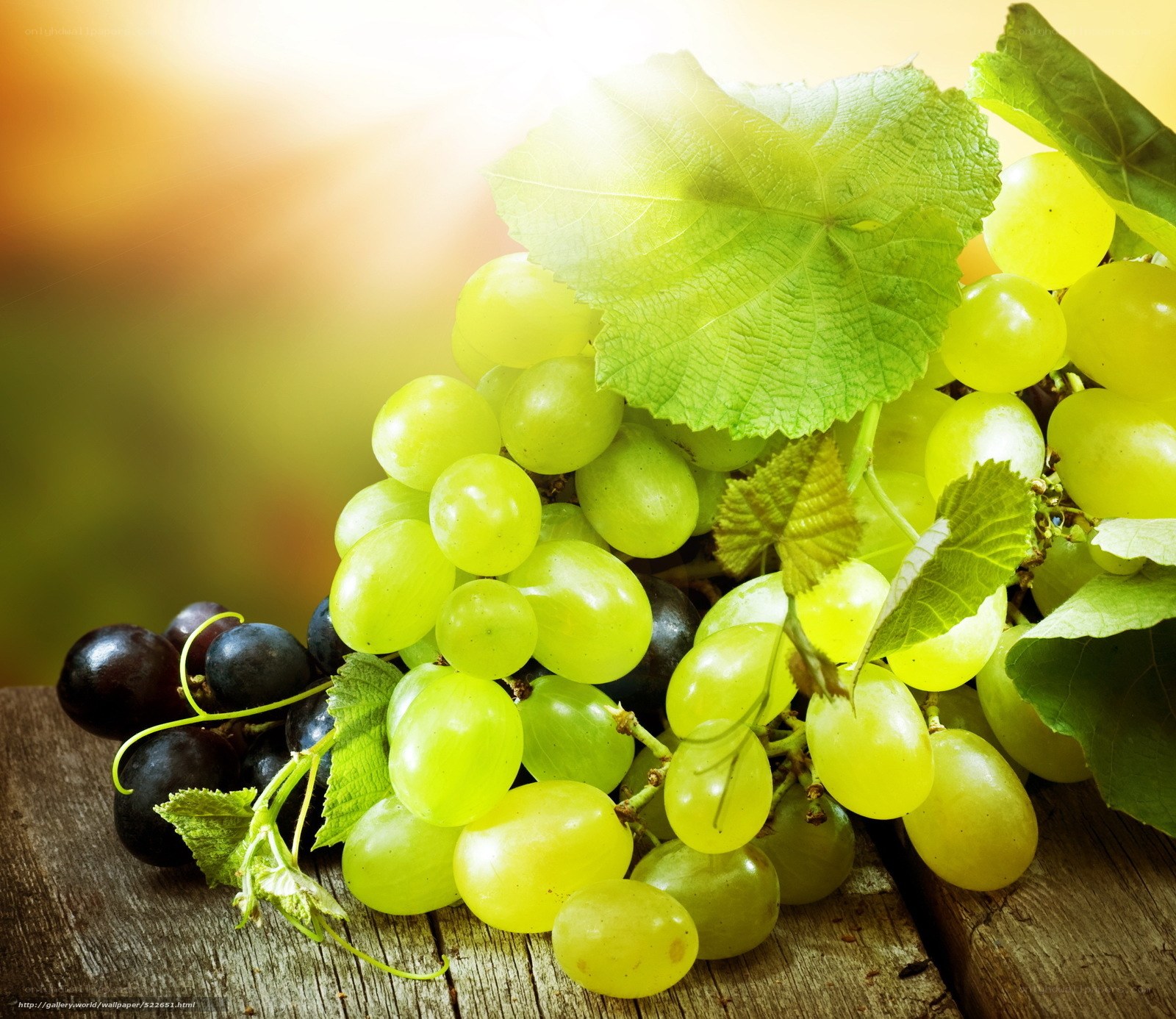grapes on wooden surface