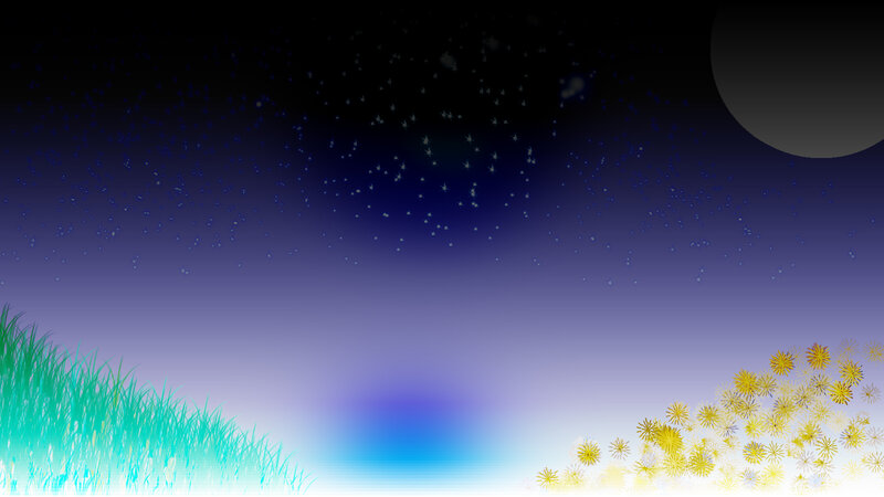 Grass and Flowers at Night
