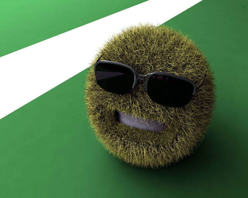 grass ball with sunglasses