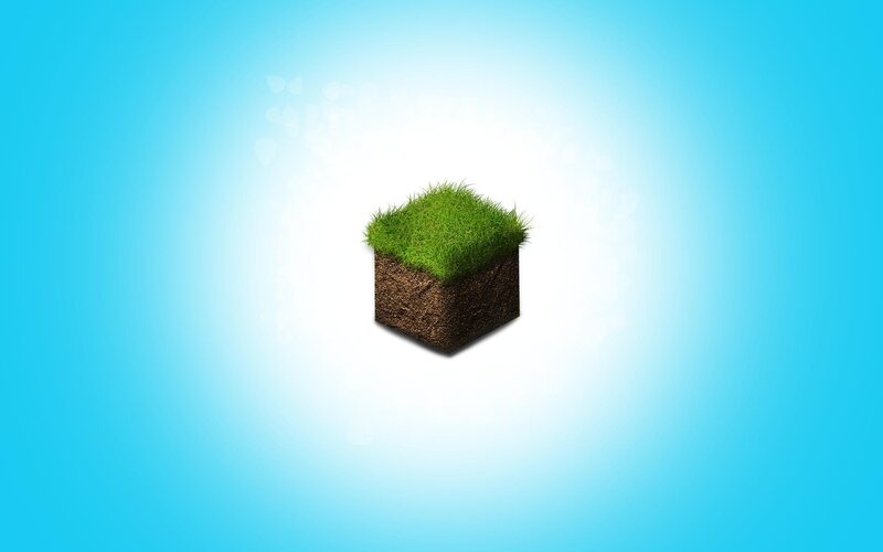 Grass Block Cube — Blue