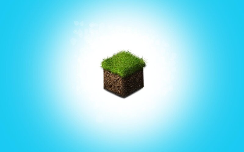 grass block on blue background