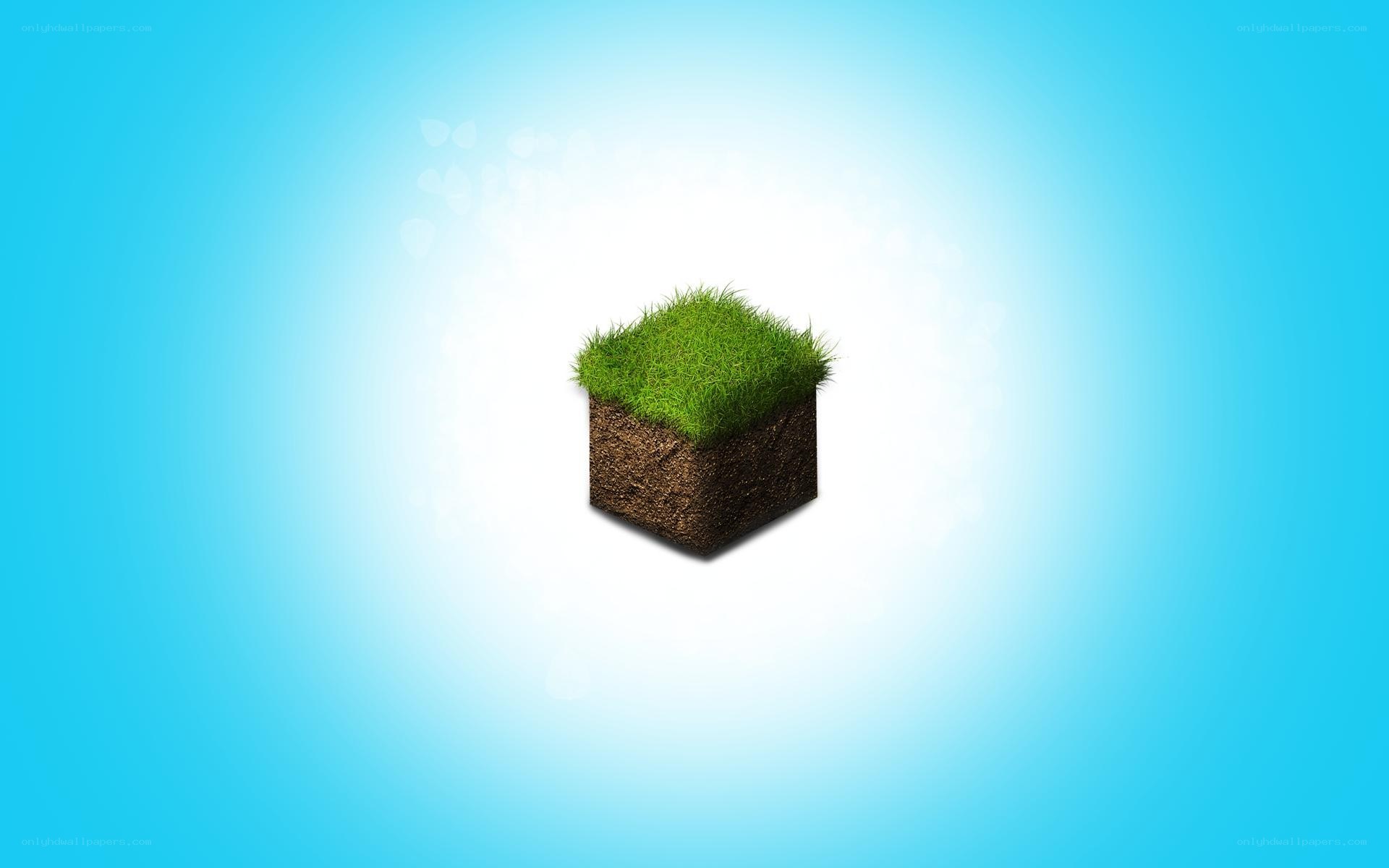 grass block on blue background