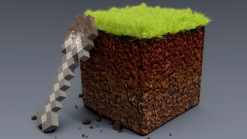 Grass Block with Pickaxe — Green