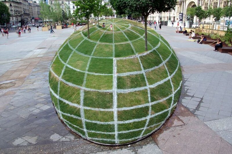 Grass-covered Globe Sculpture — Green
