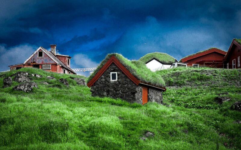 Grass-covered Houses