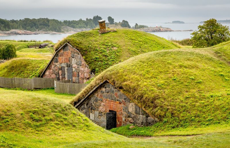 Grass-covered Stone Buildings