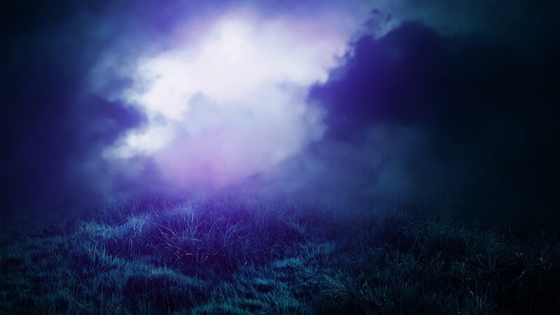 Grass Field under Purple Sky
