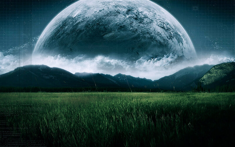 Grass Field with Planet — Green