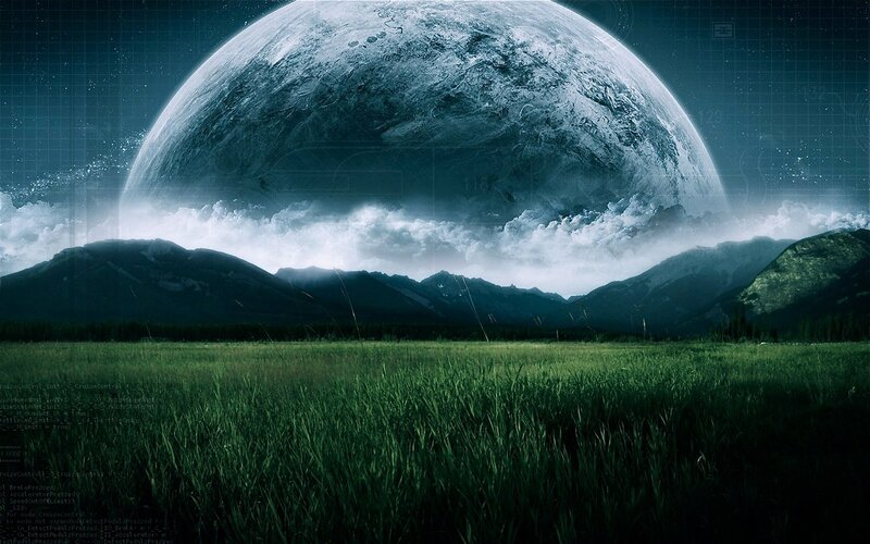 Grass Field with Planet