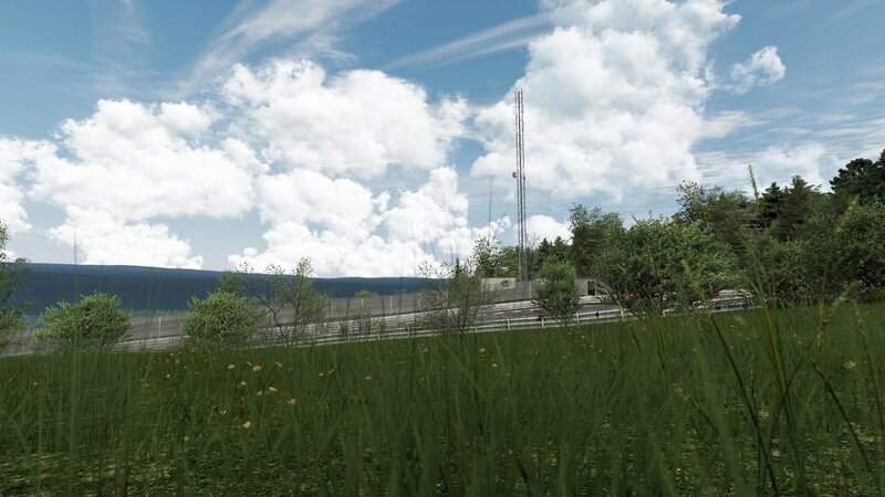 Grass field with race track