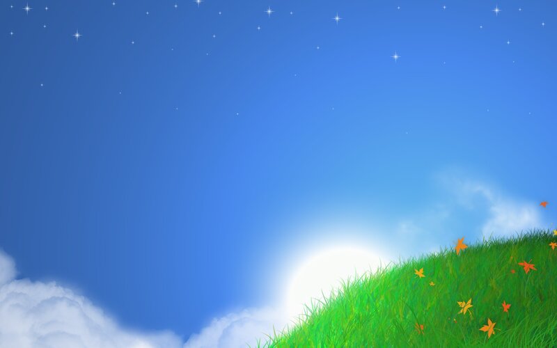 Grass Hill with Stars — Blue, Serene