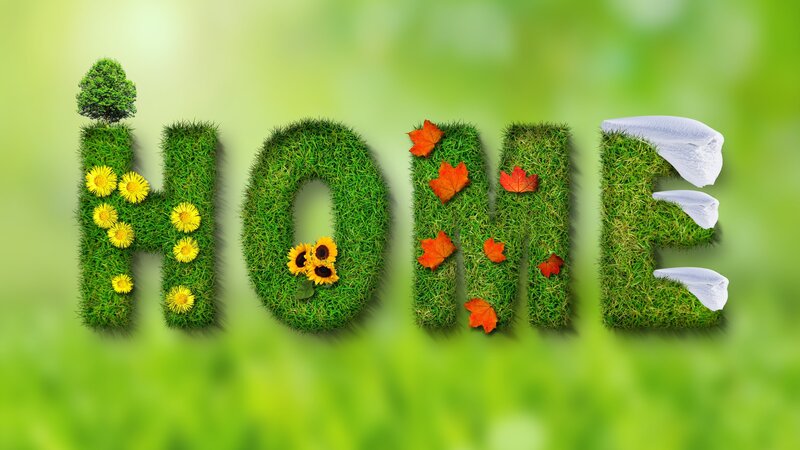 Grass Letters Forming HOME