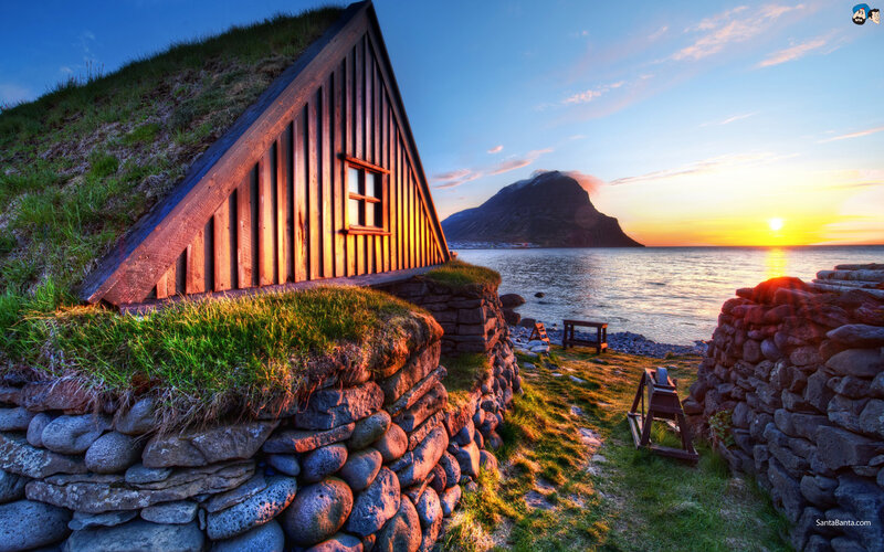 Grass-roofed Cabin — Blue, Serene