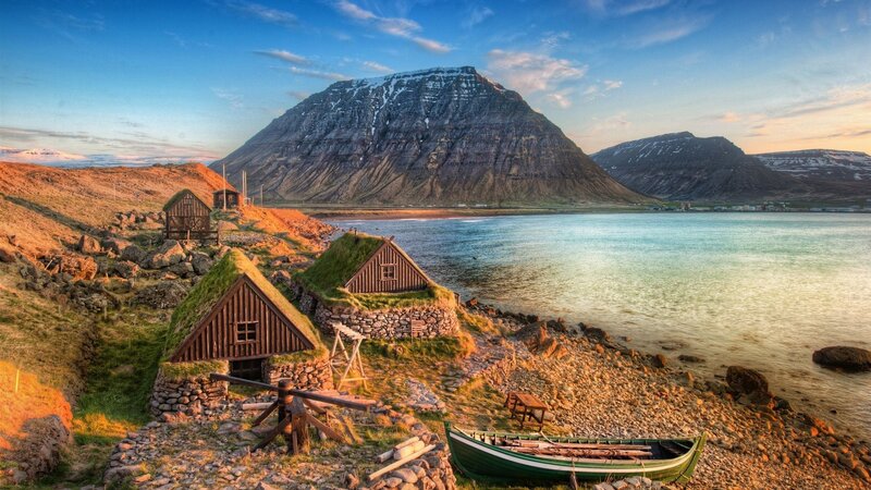 Grass-roofed Cabins — Blue, Serene, Sunset