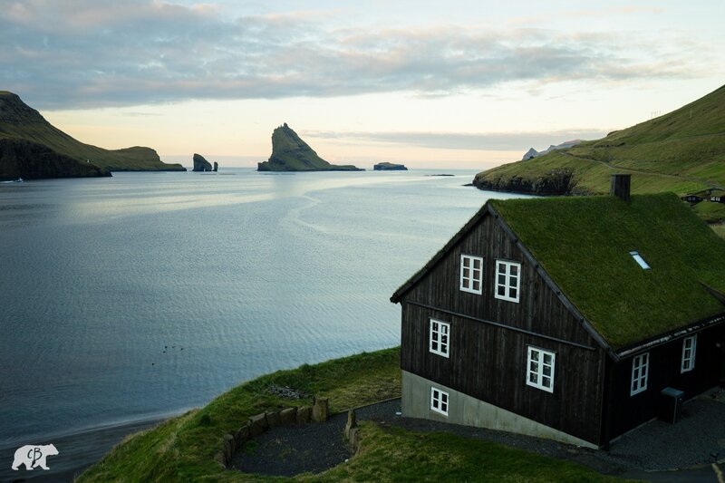 Grass-roofed House by Sea